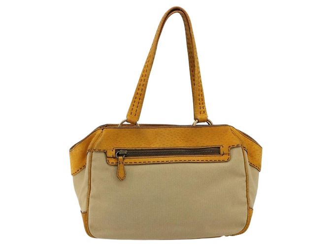 Borsa PRADA in tela Beige Gold Auth 184366 D'oro - vista 13