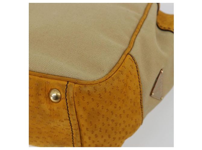 Borsa PRADA in tela Beige Gold Auth 184366 D'oro - vista 14