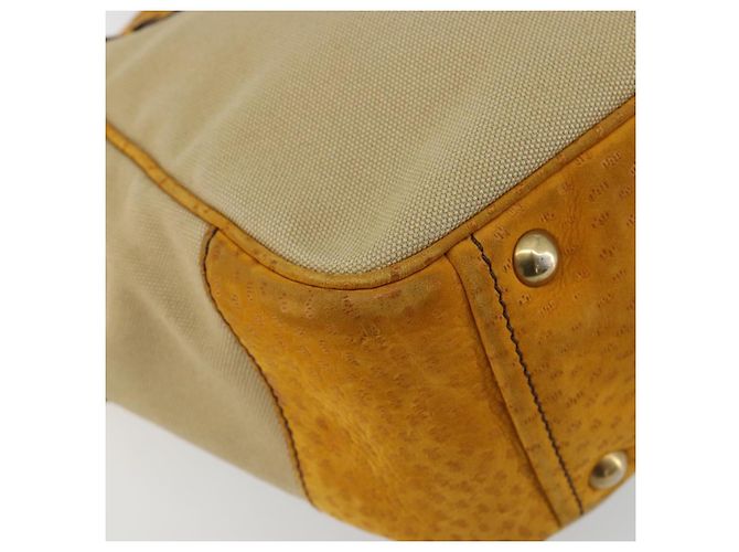Borsa PRADA in tela Beige Gold Auth 184366 D'oro - vista 15