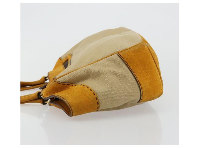Borsa PRADA in tela Beige Gold Auth 184366 D'oro - vista 4