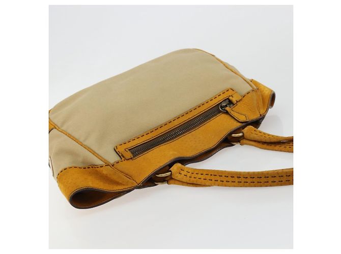 Borsa PRADA in tela Beige Gold Auth 184366 D'oro - vista 6