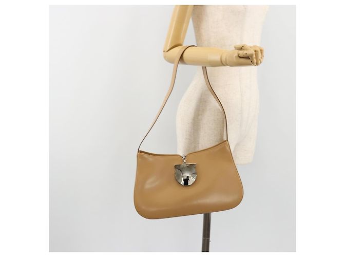 Borsa Salvatore Ferragamo Gancini in pelle vernice Beige Argento Auth BA13361A - vista 24