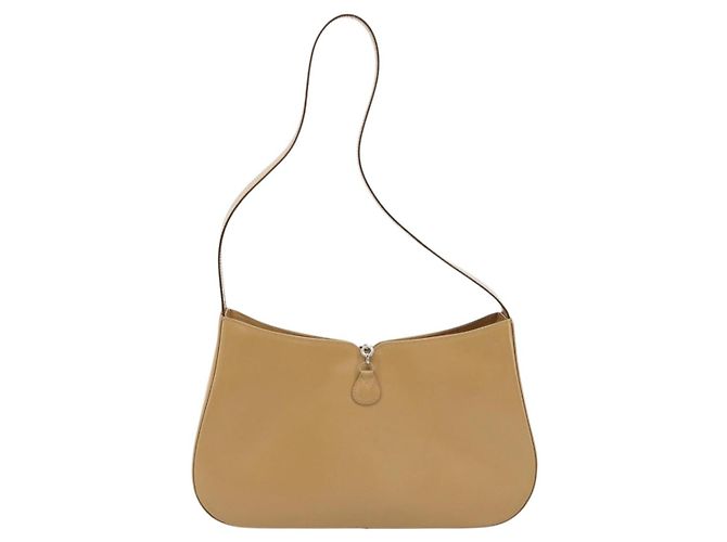 Borsa Salvatore Ferragamo Gancini in pelle vernice Beige Argento Auth BA13361A - vista 3