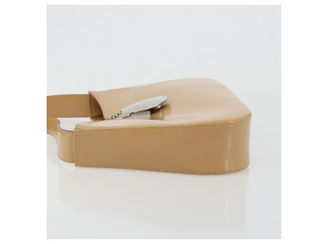 Borsa Salvatore Ferragamo Gancini in pelle vernice Beige Argento Auth BA13361A - vista 5