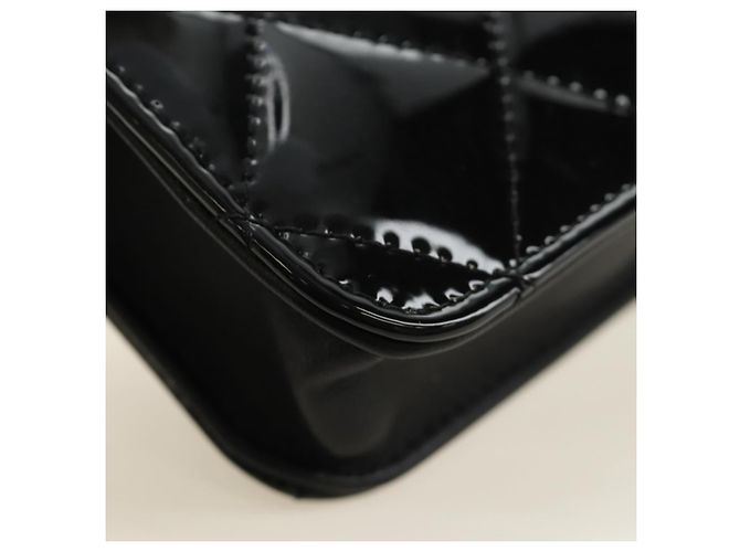CHANEL Matelasse Chain Shoulder Bag Patent leather Black Gold CC Auth 184590SAM Nero D'oro - vista 16