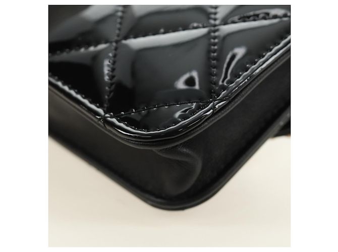 CHANEL Matelasse Chain Shoulder Bag Patent leather Black Gold CC Auth 184590SAM Nero D'oro - vista 17
