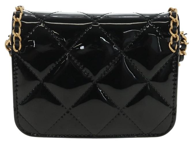 CHANEL Matelasse Chain Shoulder Bag Patent leather Black Gold CC Auth 184590SAM Nero D'oro - vista 2