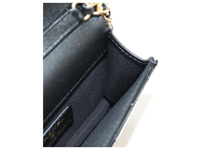 CHANEL Matelasse Chain Shoulder Bag Patent leather Black Gold CC Auth 184590SAM Nero D'oro - vista 20