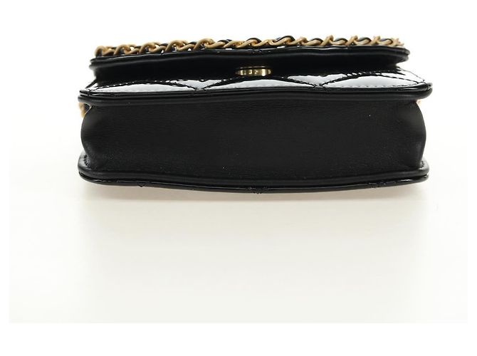 CHANEL Matelasse Chain Shoulder Bag Patent leather Black Gold CC Auth 184590SAM Nero D'oro - vista 5
