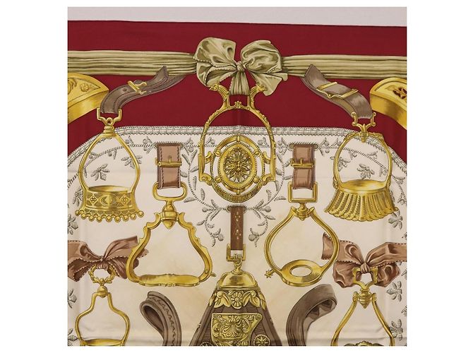 Hermès HERMES Carré 90 Sciarpa "RETRIERS" Seta Bordeaux Auth BA13192 Bordò - vista 3