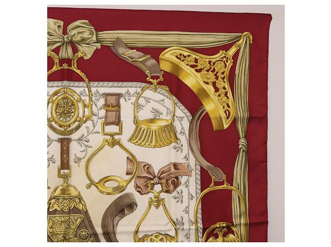 Hermès HERMES Carré 90 Sciarpa "RETRIERS" Seta Bordeaux Auth BA13192 Bordò - vista 4
