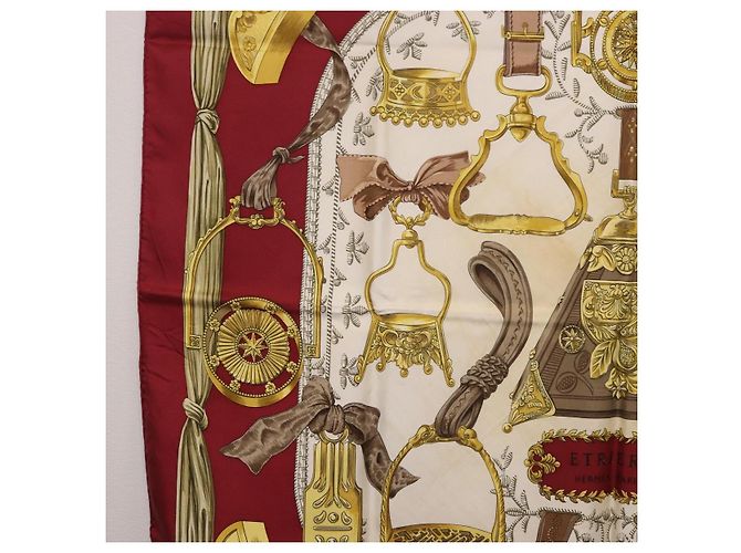 Hermès HERMES Carré 90 Sciarpa "RETRIERS" Seta Bordeaux Auth BA13192 Bordò - vista 5