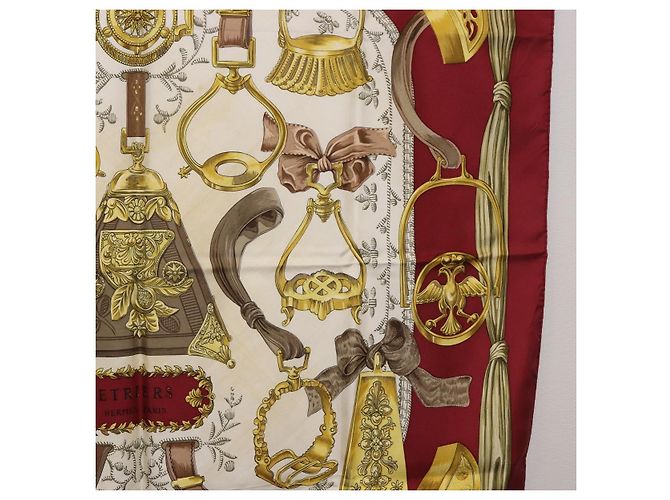Hermès HERMES Carré 90 Sciarpa "RETRIERS" Seta Bordeaux Auth BA13192 Bordò - vista 7