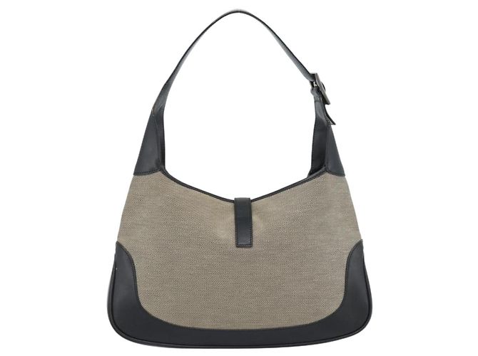 Bolso de Hombro GUCCI Jackie Lona Beige Plata 00963 Auth 185102V - vista 3