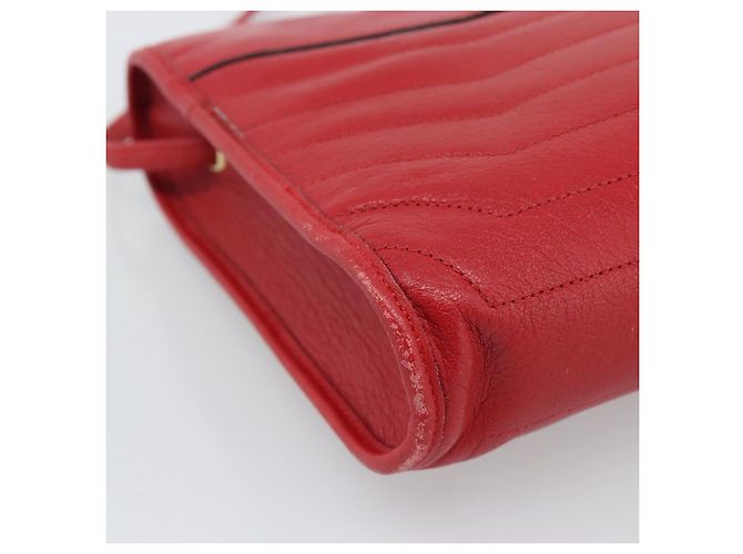 Borsa a tracolla Christian Dior in pelle rossa e oro Auth ep14679 Rosso D'oro - vista 13