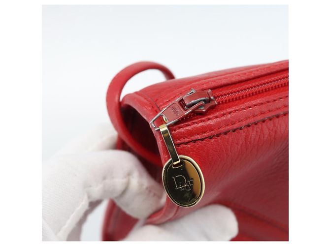 Borsa a tracolla Christian Dior in pelle rossa e oro Auth ep14679 Rosso D'oro - vista 14