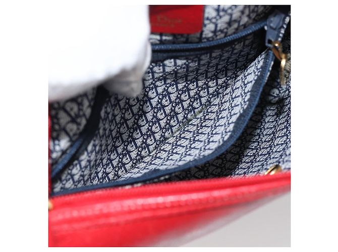 Borsa a tracolla Christian Dior in pelle rossa e oro Auth ep14679 Rosso D'oro - vista 20