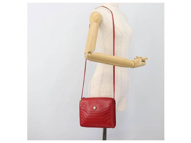 Borsa a tracolla Christian Dior in pelle rossa e oro Auth ep14679 Rosso D'oro - vista 22