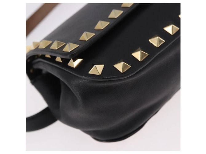 VALENTINO Marsupio con borchie in pelle nero e oro Auth BA13324A D'oro - vista 10