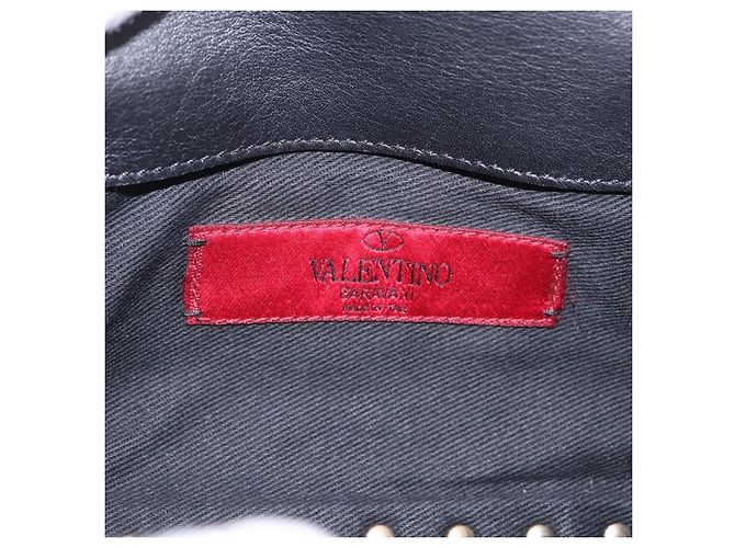 VALENTINO Marsupio con borchie in pelle nero e oro Auth BA13324A D'oro - vista 11