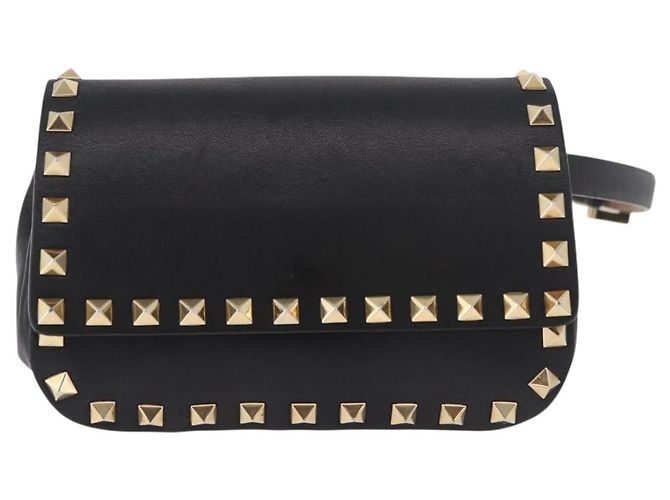 VALENTINO Marsupio con borchie in pelle nero e oro Auth BA13324A D'oro - vista 13