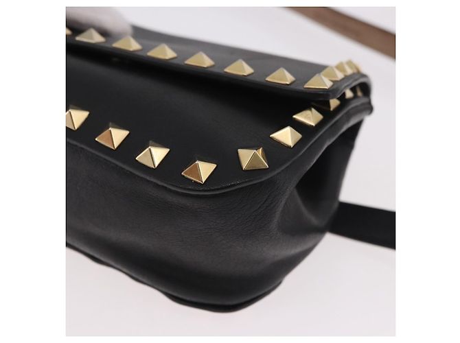 VALENTINO Marsupio con borchie in pelle nero e oro Auth BA13324A D'oro - vista 14