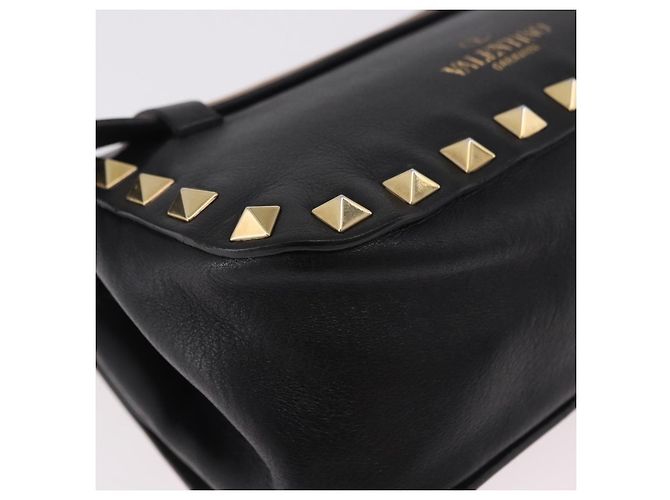 VALENTINO Marsupio con borchie in pelle nero e oro Auth BA13324A D'oro - vista 15