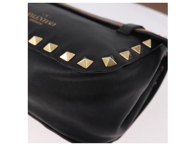 VALENTINO Marsupio con borchie in pelle nero e oro Auth BA13324A D'oro - vista 16