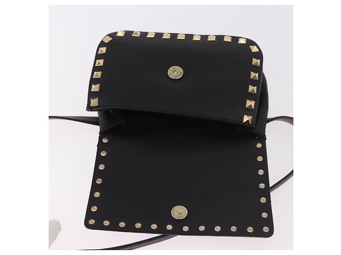 VALENTINO Marsupio con borchie in pelle nero e oro Auth BA13324A D'oro - vista 18