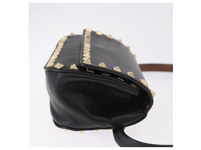VALENTINO Marsupio con borchie in pelle nero e oro Auth BA13324A D'oro - vista 3
