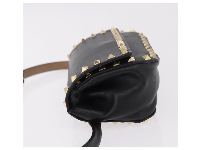VALENTINO Marsupio con borchie in pelle nero e oro Auth BA13324A D'oro - vista 4