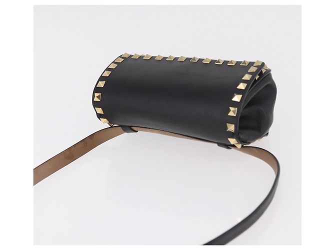 VALENTINO Marsupio con borchie in pelle nero e oro Auth BA13324A D'oro - vista 6