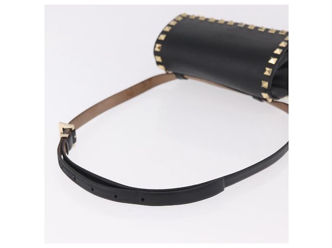 VALENTINO Marsupio con borchie in pelle nero e oro Auth BA13324A D'oro - vista 7