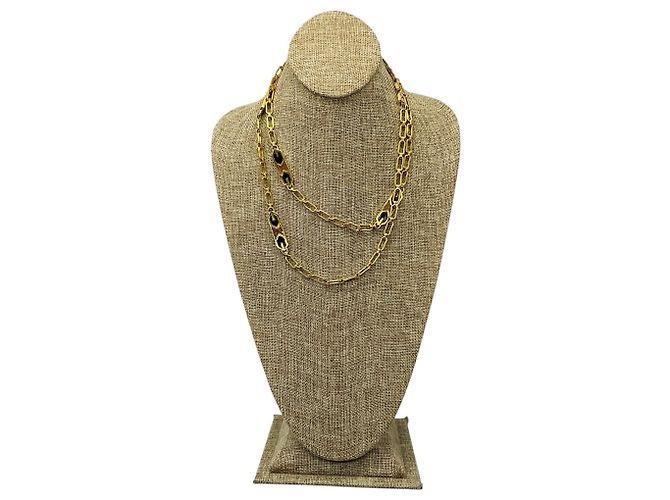 Collana Sautoir Givenchy Vintage con logo GG in smalto nero / marrone e catena dorata D'oro - vista 6