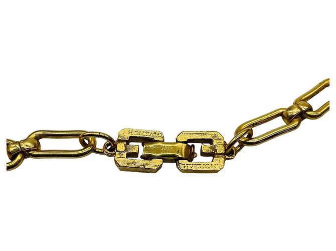 Collana Sautoir Givenchy Vintage con logo GG in smalto nero / marrone e catena dorata D'oro - vista 8