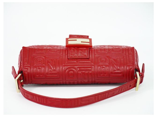 Fendi Mamma baguette in pelle Rosso - vista 5