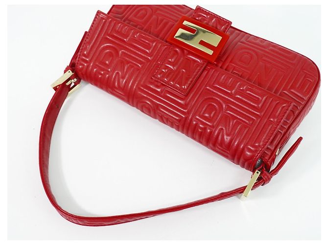 Fendi Mamma baguette in pelle Rosso - vista 6
