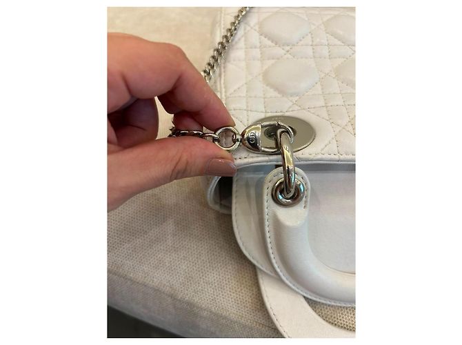 Borsa Mini Lady Dior in pelle bianca Bianco - vista 11