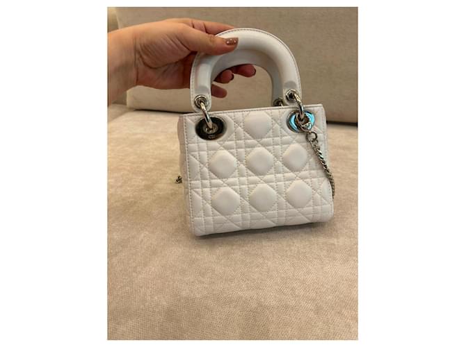 Borsa Mini Lady Dior in pelle bianca Bianco - vista 2