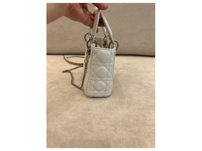 Borsa Mini Lady Dior in pelle bianca Bianco - vista 3