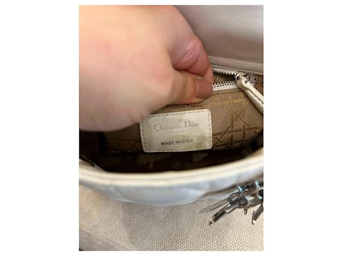Borsa Mini Lady Dior in pelle bianca Bianco - vista 7