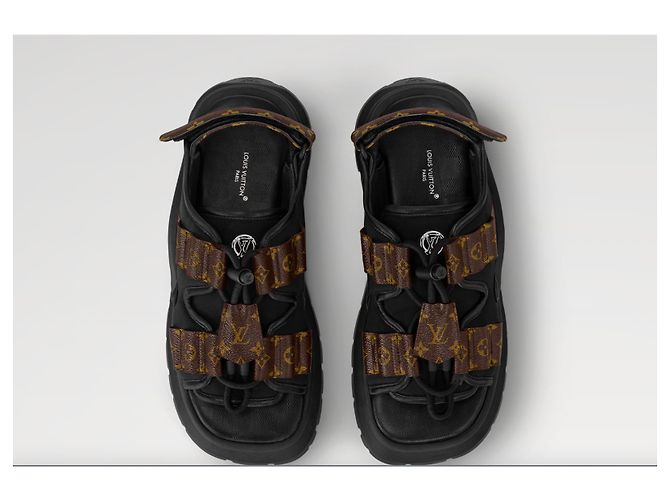LOUIS VUITTON Sandali Chameleon comfort 39 NUOVI Marrone Nero Monogramma - vista 7