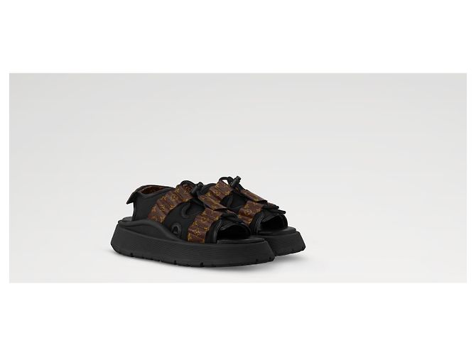 LOUIS VUITTON Sandali Chameleon comfort 39 NUOVI Marrone Nero Monogramma - vista 8