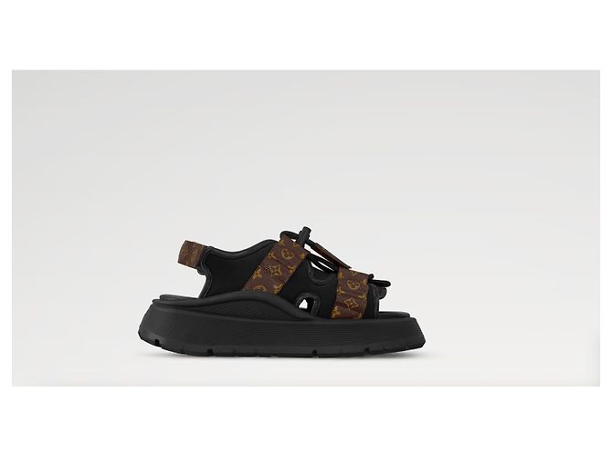 LOUIS VUITTON Sandali Chameleon comfort 39 NUOVI Marrone Nero Monogramma - vista 9
