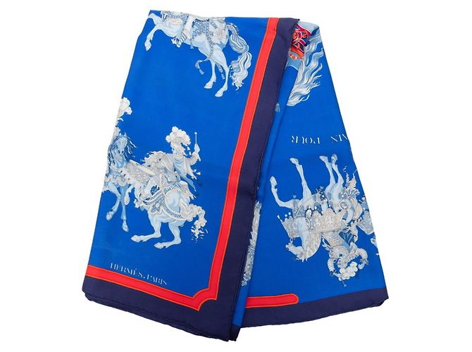 Hermès Sciarpa Hermes Carre 90 CARROUSEL Blu - vista 2