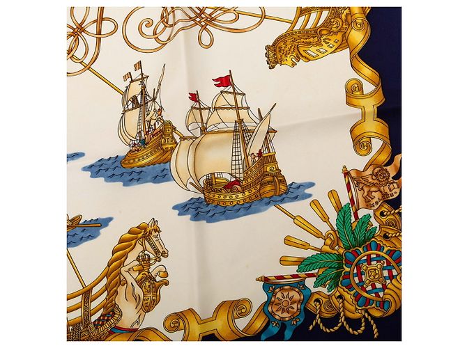 Hermès Hermes Carre 90 VOILES DE LUMIERE Sciarpa in seta Multicolore Blu navy - vista 6