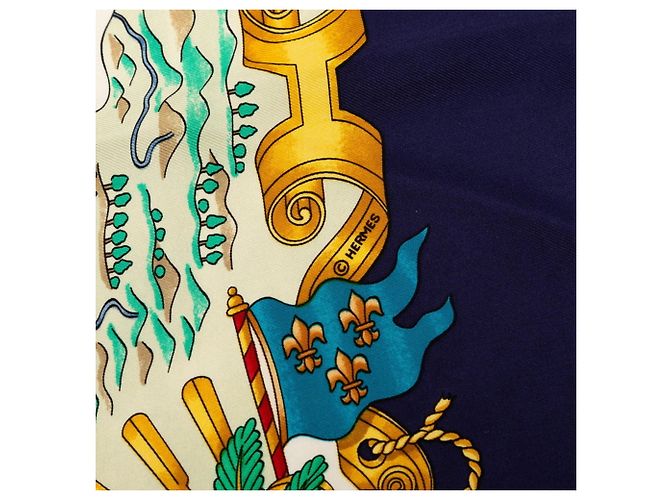 Hermès Hermes Carre 90 VOILES DE LUMIERE Sciarpa in seta Multicolore Blu navy - vista 7