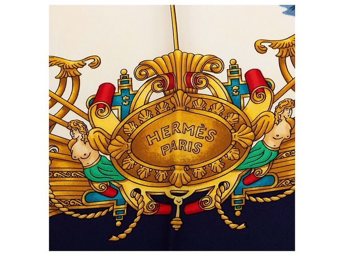 Hermès Hermes Carre 90 VOILES DE LUMIERE Sciarpa in seta Multicolore Blu navy - vista 8