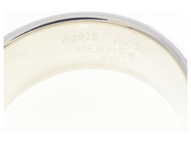 Ring Hermès Anello a fascia in argento 925 e oro giallo 18K Hermes - vista 4