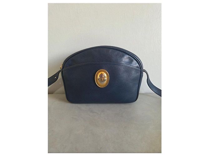 Borsa a tracolla Christian Dior in pelle blu navy - vista 3